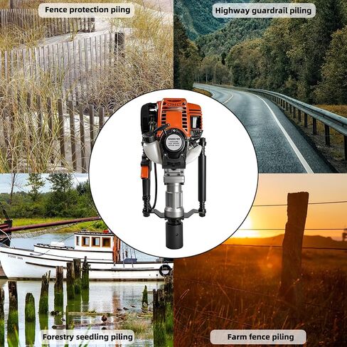 1200W 4-Stroke 37.7cc Gas T Post Driver with 2 Sleeves | 37.7cc 4-Stroke, 1200W/8500RPM, 35J Impact, 2 Sleeves (55mm, 70mm), for Farm, Ranch, Construction in Kuwait