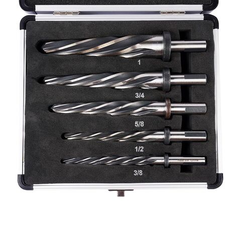 M2 HSS Taper Chucking Reamer 5pcs Set 1/2" Shank 5-Spiral Flute | Covers 3/8", 1/2", 5/8", 3/4", 1"; For steel, metal, wood, alloy, plastic, Bridge construction & general reaming in Kuwait