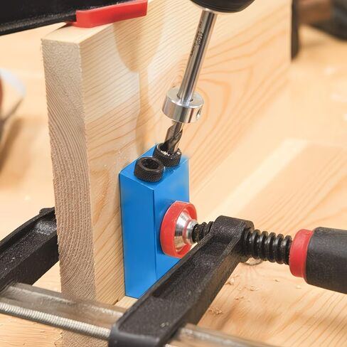 Professional 14pc Pocket Hole Drilling Kit - 15 Degree Angled Jig System with Multi-Size Drive Connectors (6/8/10mm) for Accurate Wood Joinery in Kuwait