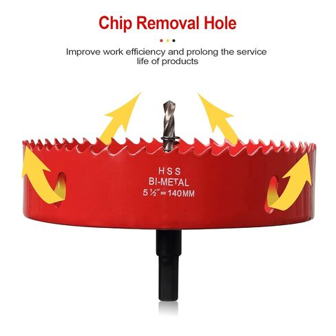 Hole Saw 5 1/2" (140mm) for Wood, HSS Bi-Metal Hole Cutter with Pilot Drill Bit for Plywood, Cornhole, Ceiling and Drywall in Kuwait