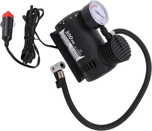 Generic Mini Air Compressor, Portable 12V Tire Inflator Pump with Pressure Detector, for Tires Soccer Basketball Balloons in Kuwait