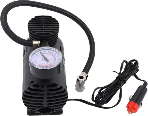 Generic Mini Air Compressor, Portable 12V Tire Inflator Pump with Pressure Detector, for Tires Soccer Basketball Balloons in Kuwait