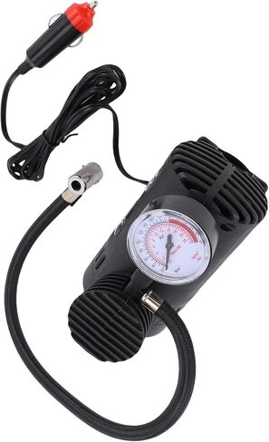 Generic Mini Air Compressor, Portable 12V Tire Inflator Pump with Pressure Detector, for Tires Soccer Basketball Balloons in Kuwait