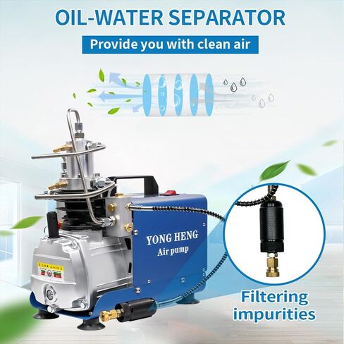 YONG HENG 4500Psi/30Mpa/ High Pressure Air Compressor Pump, LCD Display Pcp Air Compressor Pump, Auto-Stop Version with Built-in Water-Oil Separator Filter, for Filling PCP Air Rifle in Kuwait