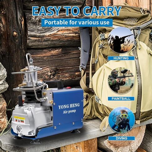 YONG HENG 4500Psi/30Mpa/ High Pressure Air Compressor Pump, LCD Display Pcp Air Compressor Pump, Auto-Stop Version with Built-in Water-Oil Separator Filter, for Filling PCP Air Rifle in Kuwait