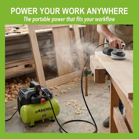 2 Gallon Quiet Air Compressor, Touch-Safe Fully Encased Design with Ergonomic Handle, Lightweight & Oil-Free for Home Use, Auto Care, Painting & Woodworking in Kuwait