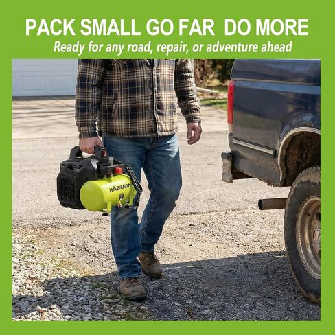 2 Gallon Quiet Air Compressor, Touch-Safe Fully Encased Design with Ergonomic Handle, Lightweight & Oil-Free for Home Use, Auto Care, Painting & Woodworking in Kuwait