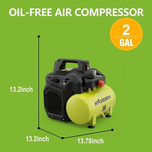 2 Gallon Quiet Air Compressor, Touch-Safe Fully Encased Design with Ergonomic Handle, Lightweight & Oil-Free for Home Use, Auto Care, Painting & Woodworking in Kuwait