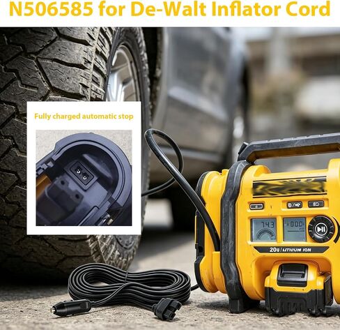 12V DC Power Cord N506585, Car Charger Cable Compatible with Dewalt 20V MAX Tire Inflator DCC020IB Type 1/2, DCC020IB-CA Air Compressor, Vehicle Cigarette Lighter Power Supply Charging Plug Cord in Kuwait