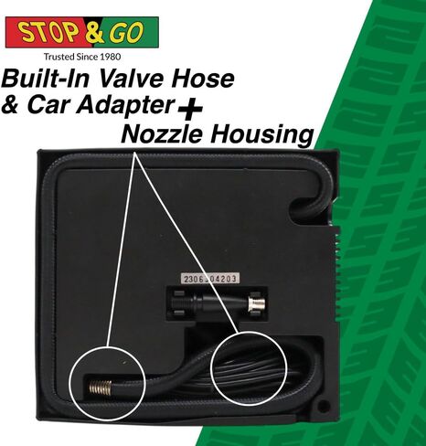 Stop & Go RCP-A37B Air Compressor/Inflater with 12V Car Adapter & Built in LED Light for Automotive, Motorcycle, Scooter, ATV, UTV, Golf Cart, Lawn Mower, or Other Inflation Purposes in Kuwait