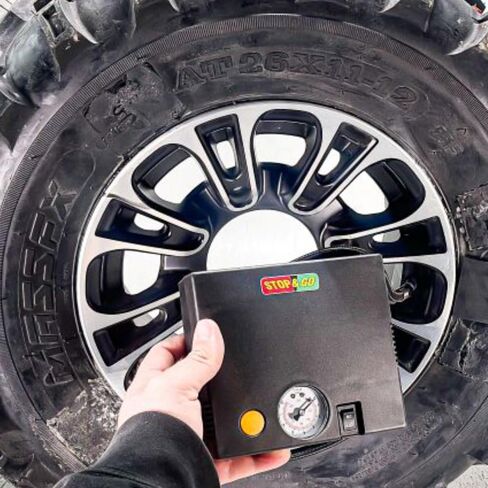 Stop & Go RCP-A37B Air Compressor/Inflater with 12V Car Adapter & Built in LED Light for Automotive, Motorcycle, Scooter, ATV, UTV, Golf Cart, Lawn Mower, or Other Inflation Purposes in Kuwait