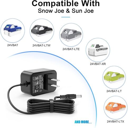 24V Charger for Snow Joe & Sun Joe 24V IBAT24 and 24VBAT Series Batteries | Compatible with 24VBAT 24VBAT-LTE 24VBAT-LT 24VBAT-XR 24VBAT-LTW IBAT24-LTE IBAT24-LT IBAT24-XR Power Supply in Kuwait
