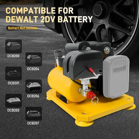 Cordless Air Compressor for Dewalt 20V Battery,Lightweight, Ultra Quiet, Max 116 PSI Pressure, Oil-Free, 0.26 Gallon Tank,65 dB Noise Level Portable Air Compressor, for Brad and Roofing Nailers in Kuwait