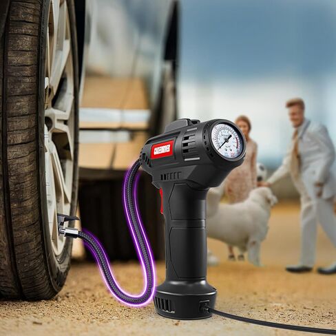 CAD-KH1001 Smart Air Compressor – Portable 12V Digital Tire Inflator | Adjustable PSI with Auto Shut-Off | 3 Nozzle Attachments, 10ft Cable, LED Display | For Tires, Sports Balls & Inflatables in Kuwait