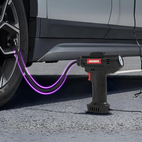CAD-KH1001 Smart Air Compressor – Portable 12V Digital Tire Inflator | Adjustable PSI with Auto Shut-Off | 3 Nozzle Attachments, 10ft Cable, LED Display | For Tires, Sports Balls & Inflatables in Kuwait