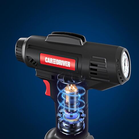 CAD-KH1001 Smart Air Compressor – Portable 12V Digital Tire Inflator | Adjustable PSI with Auto Shut-Off | 3 Nozzle Attachments, 10ft Cable, LED Display | For Tires, Sports Balls & Inflatables in Kuwait