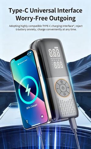 Tire Inflator Portable Air Compressor - 150PSI Cordless Portable Air Pump for Car Tires with Pressure Gauge & LED Lights - 3X Faster Tire Pump for Car, Motorcycle, Balls and Bicycle in Kuwait