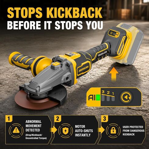 Flathead Angle Grinder for DeWalt 20V MAX Battery (Tool Only) | 5-in. brushless motor, 3 speeds (3500/5500/8500 RPM), gyroscopic kickback protection for tight corners, welds & pipes. in Kuwait