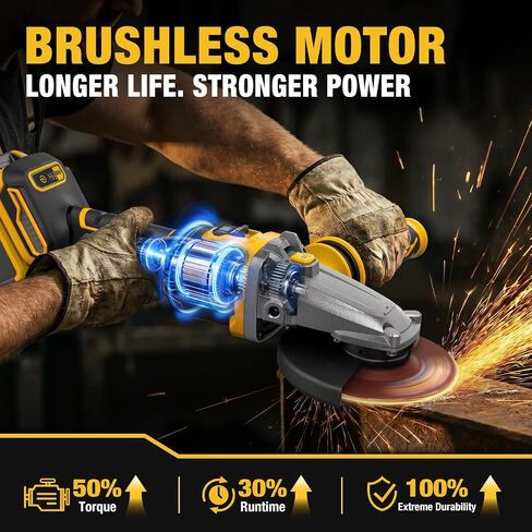 Flathead Angle Grinder for DeWalt 20V MAX Battery (Tool Only) | 5-in. brushless motor, 3 speeds (3500/5500/8500 RPM), gyroscopic kickback protection for tight corners, welds & pipes. in Kuwait