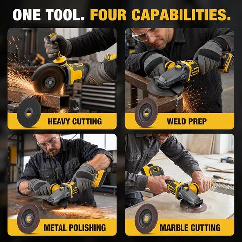 Flathead Angle Grinder for DeWalt 20V MAX Battery (Tool Only) | 5-in. brushless motor, 3 speeds (3500/5500/8500 RPM), gyroscopic kickback protection for tight corners, welds & pipes. in Kuwait