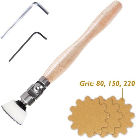 O'SKOOL Woodturning Bowl Sander Tool Kit, with Rotating Head for Inside Curves, 2" (50mm) Sanding Pad, 30pcs Sanding Discs #80#150#220, WDT019 in Kuwait