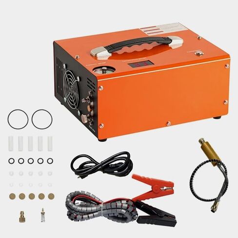 PCP Air Compressor 4500Psi/30Mpa, 300W Oil-Free Fast Fill Pump with Auto Shut-Off, Dual Power 12V DC & 110V AC, Built-in Fan, Portable Air Pump Paintball, Air Rifle, Airguns HPA Tanks in Kuwait
