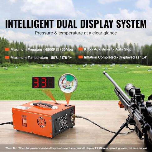 PCP Air Compressor 4500Psi/30Mpa, 300W Oil-Free Fast Fill Pump with Auto Shut-Off, Dual Power 12V DC & 110V AC, Built-in Fan, Portable Air Pump Paintball, Air Rifle, Airguns HPA Tanks in Kuwait