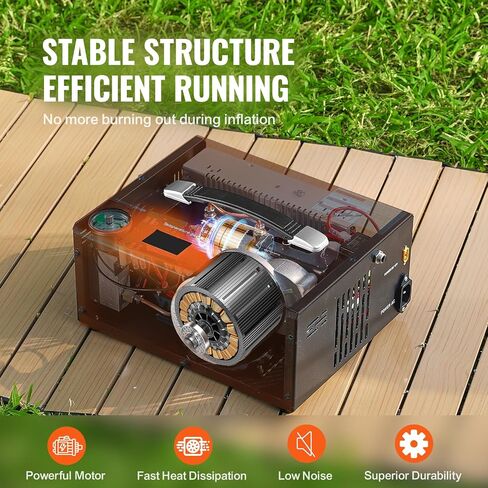 PCP Air Compressor 4500Psi/30Mpa, 300W Oil-Free Fast Fill Pump with Auto Shut-Off, Dual Power 12V DC & 110V AC, Built-in Fan, Portable Air Pump Paintball, Air Rifle, Airguns HPA Tanks in Kuwait