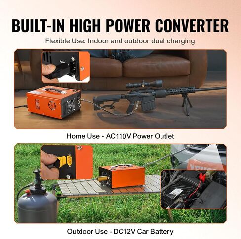PCP Air Compressor 4500Psi/30Mpa, 300W Oil-Free Fast Fill Pump with Auto Shut-Off, Dual Power 12V DC & 110V AC, Built-in Fan, Portable Air Pump Paintball, Air Rifle, Airguns HPA Tanks in Kuwait