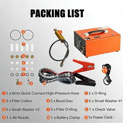 PCP Air Compressor 4500Psi/30Mpa, 300W Oil-Free Fast Fill Pump with Auto Shut-Off, Dual Power 12V DC & 110V AC, Built-in Fan, Portable Air Pump Paintball, Air Rifle, Airguns HPA Tanks in Kuwait