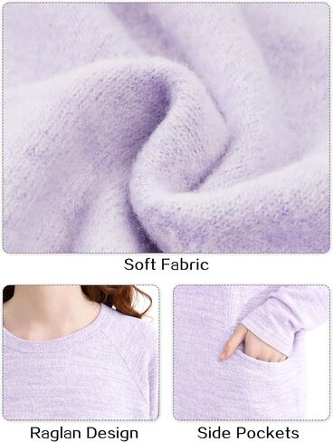 قمصان الفتيات طويلة الأكمام عادية تيز راجلان Crewneck بلوزات فضفاضة تناسب البلوز مع جيوب لمدة 6-13 سنة in Kuwait