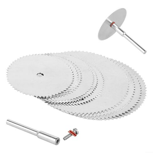 FABULETTA 11pcs Saw Blade Set Stainless Steel Cutting Disc for Rotary Tool Electric Grinding Wood Plastic PVC Pipe Silver 22mm 25mm 32mm with Rod Power Tool Accessories in Kuwait