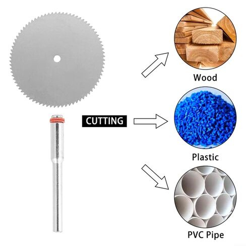 FABULETTA 11pcs Saw Blade Set Stainless Steel Cutting Disc for Rotary Tool Electric Grinding Wood Plastic PVC Pipe Silver 22mm 25mm 32mm with Rod Power Tool Accessories in Kuwait