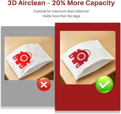3D AirClean Dust Bags Replacement for Miele FJM Vacuum, Compatible with Compact C2 C1 Complete C1 S241 S290 S300i S500 S700 S4 S6 Series, 10 Pack with 3 Motor Filters & 3 AirClean Filters in Kuwait