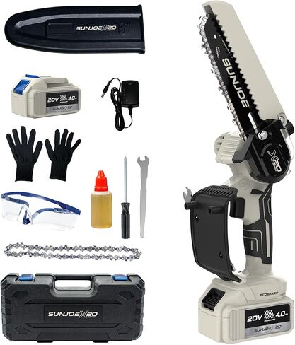 Sun Joe 20V ECOSHARP Cordless Handheld Pruning Saw, 6-Inch Mini Chainsaw with 4.0Ah Battery and Charger, Tree Trimming Tool, Black, X20-SAW-4A-BLK in Kuwait
