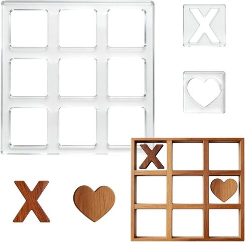 3Pcs Acrylic Tic Tac Toe Template Acrylic Transparent Router Inlay Template for Making Wooden Classic Board Game in Kuwait