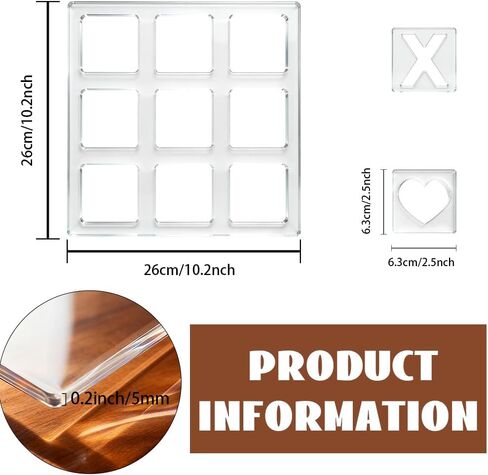 3Pcs Acrylic Tic Tac Toe Template Acrylic Transparent Router Inlay Template for Making Wooden Classic Board Game in Kuwait