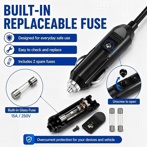 13FT N506585 Replacement Inflator Cord, 12V DC Car Power Supply Cable Compatible with DeWalt DCC020IB 20V MAX Tire Inflator Air Compressor in Kuwait
