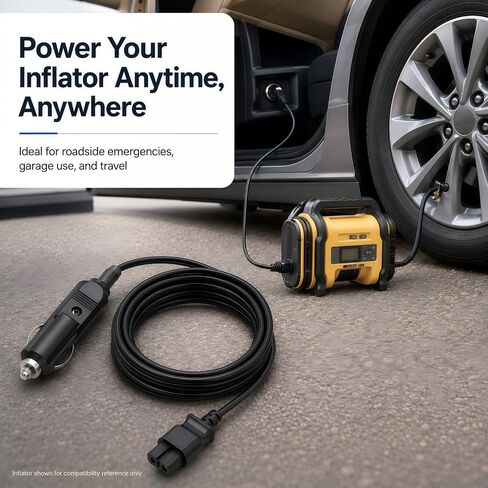 13FT N506585 Replacement Inflator Cord, 12V DC Car Power Supply Cable Compatible with DeWalt DCC020IB 20V MAX Tire Inflator Air Compressor in Kuwait