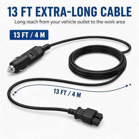 13FT N506585 Replacement Inflator Cord, 12V DC Car Power Supply Cable Compatible with DeWalt DCC020IB 20V MAX Tire Inflator Air Compressor in Kuwait