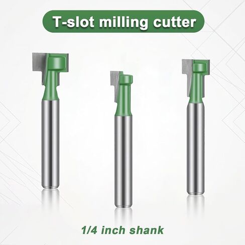 3pcs Keyhole Router Bits Set 1/4" Shank T Slot Cutter Set Router Bits 5/16, 3/8, 1/2 Inch Blade Diameter for Wood Hex Bolt T-Track Slotting Milling Cutters Home DIY in Kuwait
