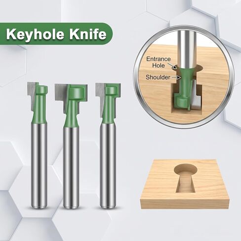 3pcs Keyhole Router Bits Set 1/4" Shank T Slot Cutter Set Router Bits 5/16, 3/8, 1/2 Inch Blade Diameter for Wood Hex Bolt T-Track Slotting Milling Cutters Home DIY in Kuwait
