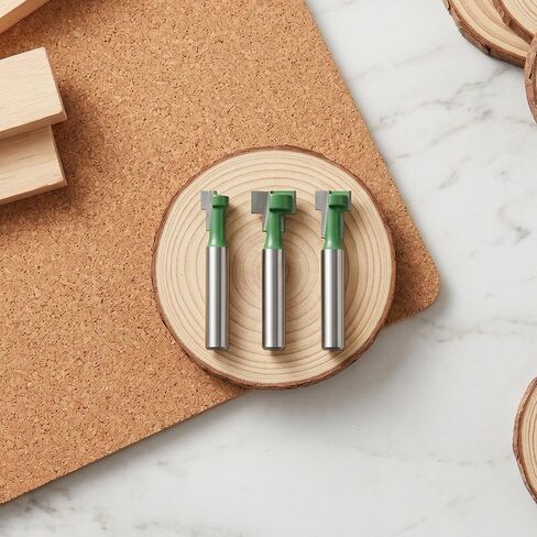 3pcs Keyhole Router Bits Set 1/4" Shank T Slot Cutter Set Router Bits 5/16, 3/8, 1/2 Inch Blade Diameter for Wood Hex Bolt T-Track Slotting Milling Cutters Home DIY in Kuwait