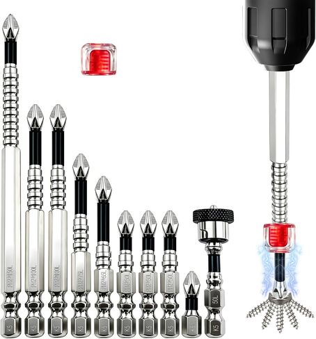 High Magnetic Screwdriver Drill Bit Set-10Pcs Fixion Tools K5 Non-Slip Bit | Magnetic K5 Impact Resistant Bit, Non-Slip 2 Phillips Driver Bits with Adjustable Positioning Bit for Home Improvement in Kuwait