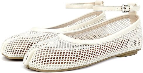 KOKOMOMO Women's Mesh Tabi Shoes Split Toe Ballet Flats Fishnet Ballerina Flats Ankle Strap Buckled Japanese Ninja Shoe Low Heels Mary Janes Casual Comfortable Dressy Trendy Shoes in Kuwait
