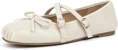 Women Square Toe Ballet Flats Mary Janes Ballerina Shoes Ballet Flats | Satin Ballet Flats for Women, Comfortable Flats,Buckle Mary Jnes Flats,Closed Toe Dressy Office Shoes in Kuwait