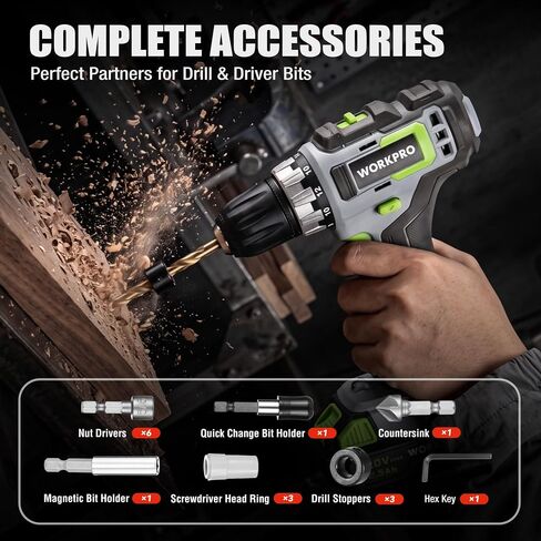 WORKPRO 105Pcs Drill & Driver Bit Set + 350 Screws, Kit for Wood & Masonry | Drill Bits Set, Screwdriver Bits Set, 1/4" Hex Shank, Magnetic Bit Holder, 2-sided Clear-Lid Case for Metal Plastic Concrete in Kuwait