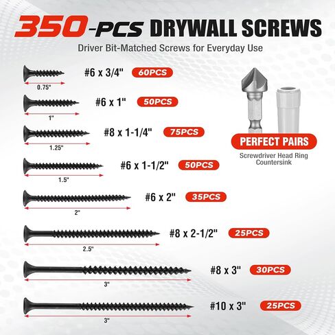 WORKPRO 105Pcs Drill & Driver Bit Set + 350 Screws, Kit for Wood & Masonry | Drill Bits Set, Screwdriver Bits Set, 1/4" Hex Shank, Magnetic Bit Holder, 2-sided Clear-Lid Case for Metal Plastic Concrete in Kuwait