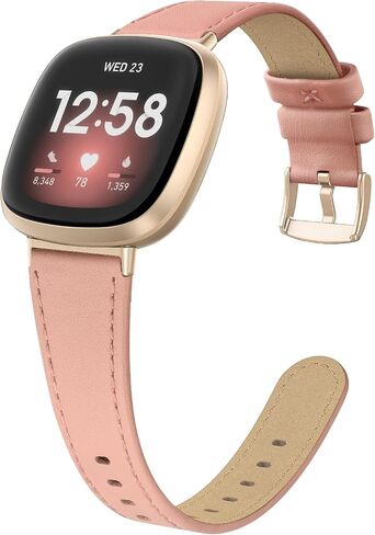 EDIMENS Leather Bands Compatible for Fitbit Versa 3 / Fitbit Versa 4 / Fitbit Sense for Women Men, Genuine Leather Bands Replacement Wristbands Straps Compatible with Versa 3 / Versa 4 / Sense in Kuwait