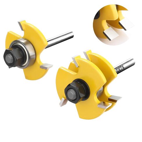 BAIDETS 1/4" Tongue and Groove Router Bits - Set of 2Pcs 1/4 Inch Shank Router Bit Set 3 Teeth Adjustable T Shape Wood Milling Cutter in Saudi Arabia